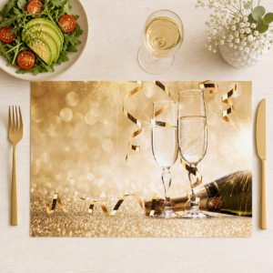 Silvester – Sektgläser mit Girlanden - Tischset Papier – Bild 1