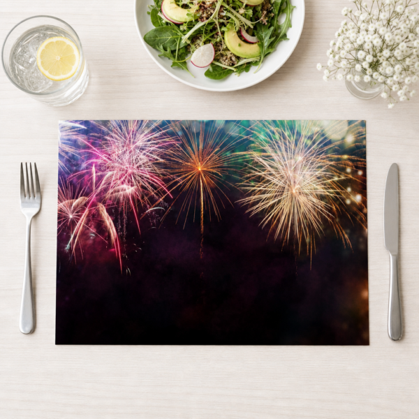 Silvester – Feuerwerk am Nachthimmel - Tischset Papier