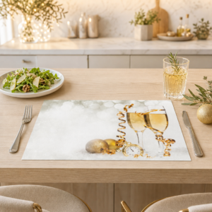 Silvester – Sektgläser mit goldener Girlande - Tischset Papier – Bild 2