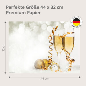 Silvester – Sektgläser mit goldener Girlande - Tischset Papier – Bild 3