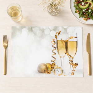 Silvester – Sektgläser mit goldener Girlande - Tischset Papier – Bild 1