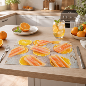 Sommer – Orangen-Eis am Stiel - Tischset Papier – Bild 2