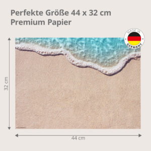 Strand – Sand und Welle Vogelperspektive Türkis - Tischset Papier – Bild 3