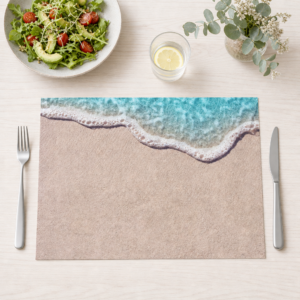 Strand – Sand und Welle Vogelperspektive Türkis - Tischset Papier – Bild 1