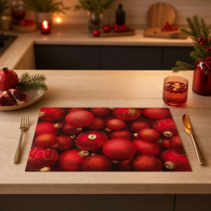 Weihnachten – Rote Kugeln - Tischset Papier – Bild 2