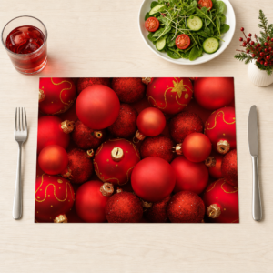 Weihnachten – Rote Kugeln - Tischset Papier – Bild 1