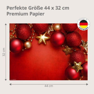 Weihnachten – Rote Kugeln Goldene Sterne - Tischset Papier – Bild 3