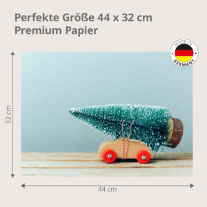 Weihnachten – Holzauto mit Weihnachtsbaum - Tischset Papier – Bild 3