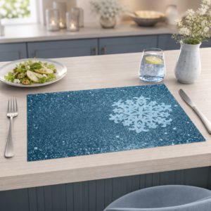 Schneeflocke auf blauem Hintergrund - Tischset Papier – Bild 2