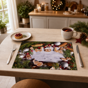 Weihnachten – Lebkuchen Kranz Tannenzweige Kugeln – Papiertischsets Großpackung – Bild 2