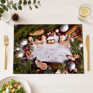 Weihnachten – Lebkuchen Kranz Tannenzweige Kugeln – Papiertischsets Großpackung – Bild 1