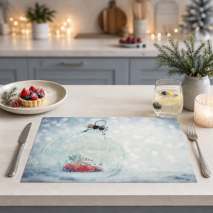 Weihnachten – Glaskugel Rotes Auto Weihnachtsbaum - Tischset Papier – Bild 2