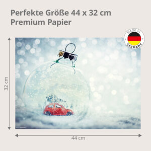 Weihnachten – Glaskugel Rotes Auto Weihnachtsbaum - Tischset Papier – Bild 3