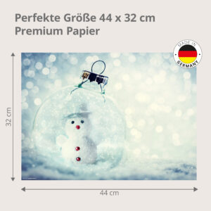 Weihnachten – Glaskugel Schneemann Winter - Tischset Papier – Bild 3