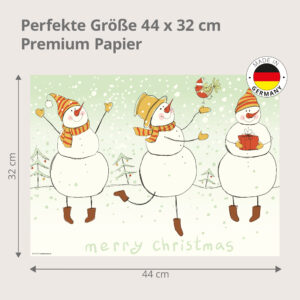 Weihnachten – Tanzende Schneemänner Illustration Kinder - Tischset Papier – Bild 3