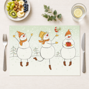 Weihnachten – Tanzende Schneemänner Illustration Kinder - Tischset Papier – Bild 1