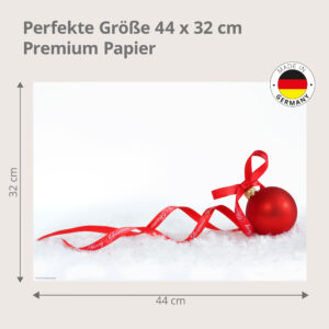 Weihnachten – Rote Kugel Rotes Band Schnee - Tischset Papier – Bild 3