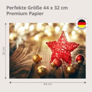 Weihnachten – Roter Rattanstern Kugeln Lichterkette Holz – Papiertischsets Großpackung – Bild 3