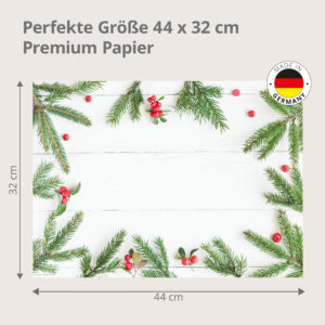Weihnachten – Tannenzweige Beeren Weißer Rahmen - Tischset Papier – Bild 3