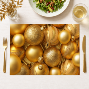 Weihnachten – Goldene Kugeln Verschiedene Oberflächen - Tischset Papier – Bild 1