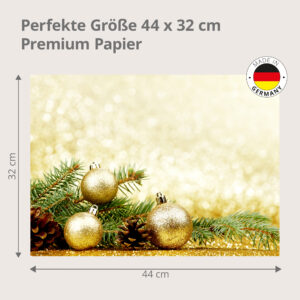 Weihnachten – Goldene Kugeln Tannenzweig Goldbokeh - Tischset Papier – Bild 3