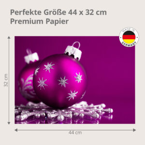 Weihnachten – Lila Kugeln Silbersterne Fuchsia - Tischset Papier – Bild 3