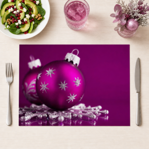Weihnachten – Lila Kugeln Silbersterne Fuchsia - Tischset Papier – Bild 1