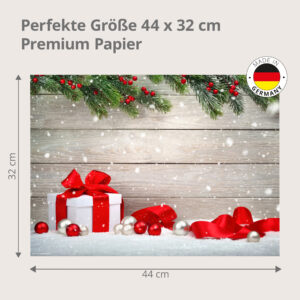 Weihnachten – Weißes Geschenk Rote Schleife Schnee - Tischset Papier – Bild 3