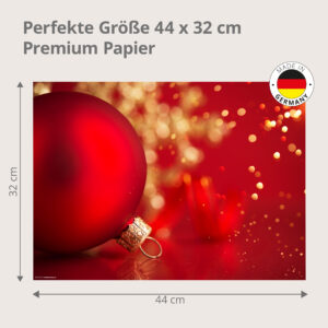 Weihnachten – Rote Kugel Nahaufnahme Roter Bokeh - Tischset Papier – Bild 3