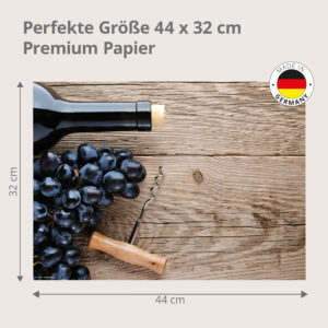 Wein – Rote Trauben Flasche Korkenzieher Holz - Tischset Papier – Bild 3