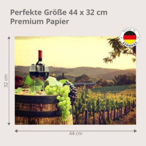 Wein – Weingut Fass Gläser Trauben Weinberg - Tischset Papier – Bild 3