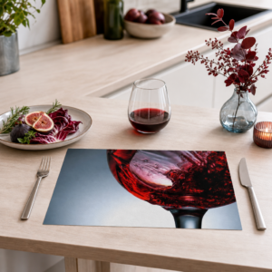 Wein – Rotwein Glas Nahaufnahme Schwung - Tischset Papier – Bild 2