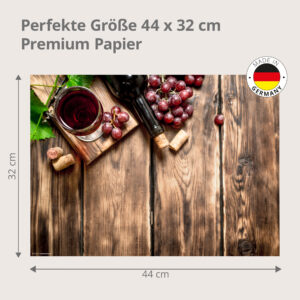 Wein – Rotwein Trauben Flasche Korken Holz - Tischset Papier – Bild 3