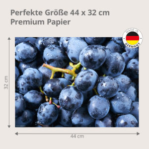 Wein – Blaue Weintrauben Nass Nahaufnahme - Tischset Papier – Bild 3