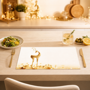 Weihnachten – Goldene Hirschfigur Kugeln Edel - Tischset Papier – Bild 2