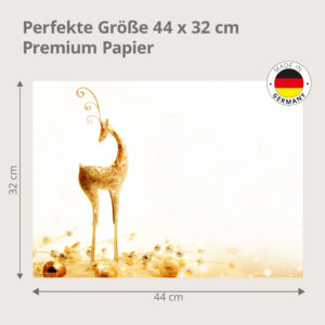 Weihnachten – Goldene Hirschfigur Kugeln Edel - Tischset Papier – Bild 3