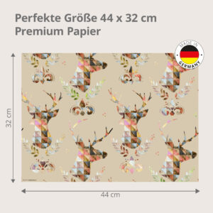 Hirsch – Köpfe Aquarell Dreieck Muster Beige - Tischset Papier – Bild 3