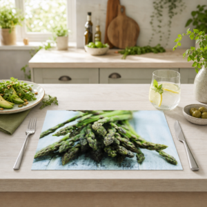 Spargel – Grüne Spitzen Nahaufnahme Holz - Tischset Papier – Bild 2