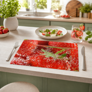 Erdbeeren – Unter Wasser Blasen Makro - Tischset Papier – Bild 2