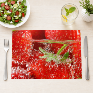 Erdbeeren – Unter Wasser Blasen Makro - Tischset Papier – Bild 1