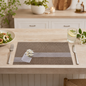 Blumen – Weiße Blüten auf Jutesack - Tischset Papier – Bild 2