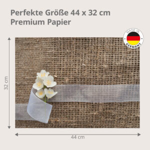 Blumen – Weiße Blüten auf Jutesack - Tischset Papier – Bild 3