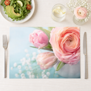 Blumen – Rosa Ranunkel - Tischset Papier – Bild 1