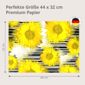 Blumen – Sonnenblumen Abstrakt Schwarz-Weiß Streifen - Tischset Papier – Bild 3