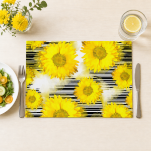 Blumen – Sonnenblumen Abstrakt Schwarz-Weiß Streifen - Tischset Papier – Bild 1