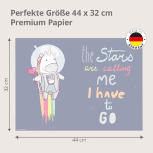 Einhorn – Astronaut Stars are calling me - Tischset Papier – Bild 3