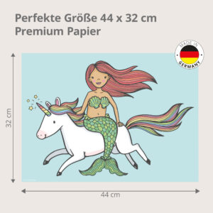 Einhorn – Meerjungfrau auf Einhorn - Tischset Papier – Bild 3