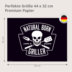 Grill - Natural Born Griller schwarz-weiß - Tischset Papier – Bild 3