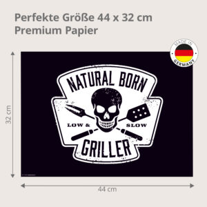 Grill - Natural Born Griller weiss-schwarz - Tischset Papier – Bild 3