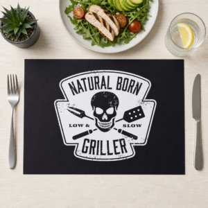 Grill - Natural Born Griller weiss-schwarz - Tischset Papier – Bild 1